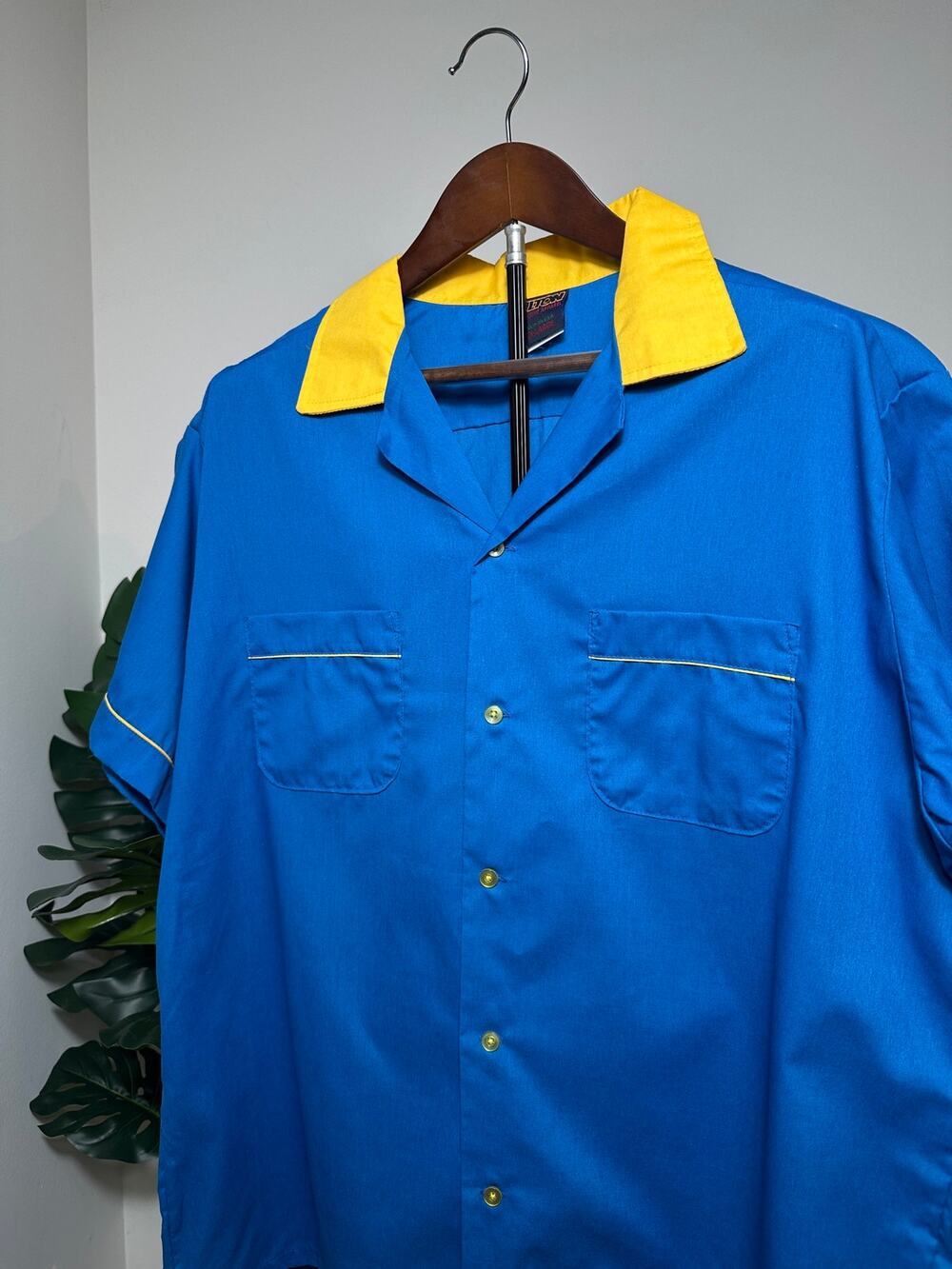 Vintage 90s Hilton Great Plains Work Shirt XXL Blue Yellow USA Style Uniform